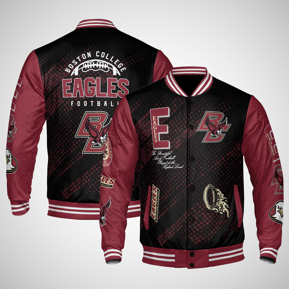 Boston College Eagles , Ncaa Pattern Baseball Jacket, Varsity Jacket V12