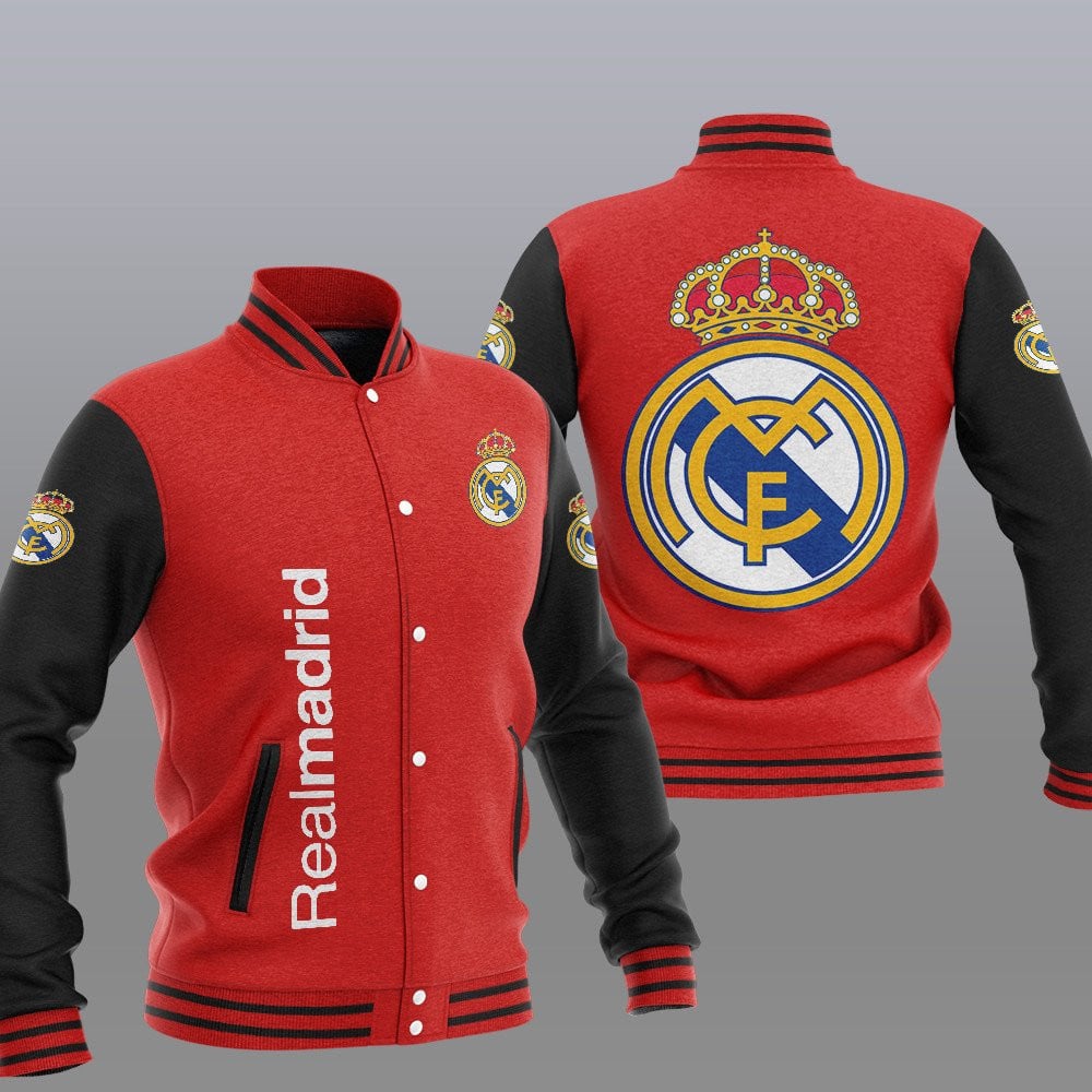 Real Madrid Red Black Unisex Varsity Jacket