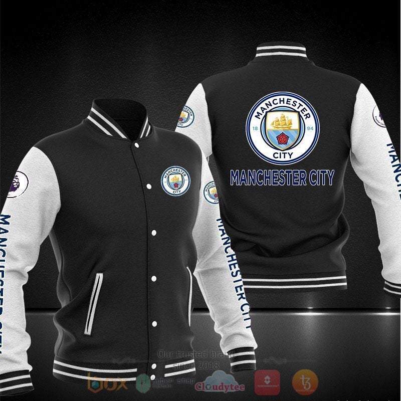 Manchester City Black White Varsity Jacket