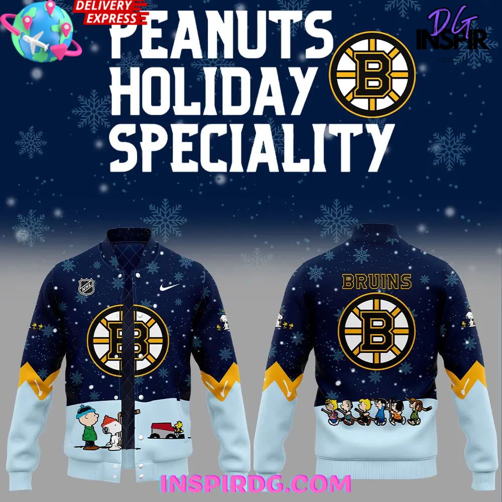 Boston Bruins Peanuts Holiday Speciality Varsity Jacket
