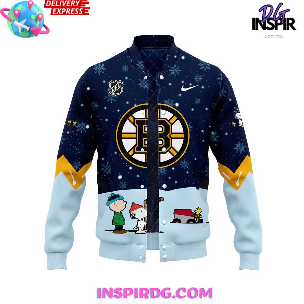 Boston Bruins Peanuts Holiday Speciality Varsity Jacket