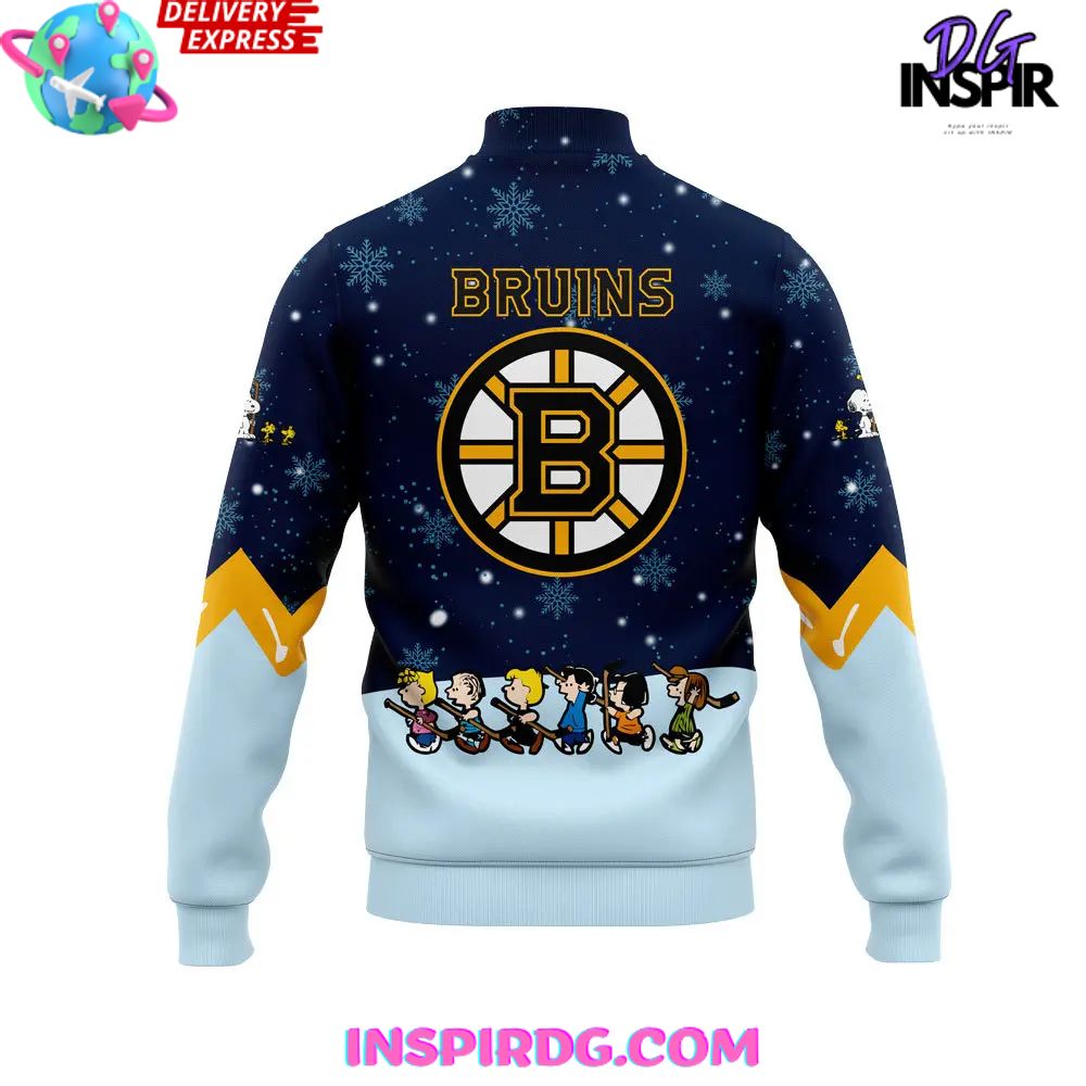 Boston Bruins Peanuts Holiday Speciality Varsity Jacket