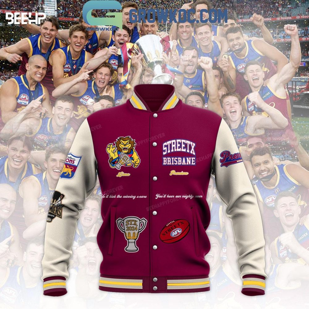 Streetx Brisbane Lions Varsity Jacket – Premium Afl Team Bomber, Retro Style, Limited Edition