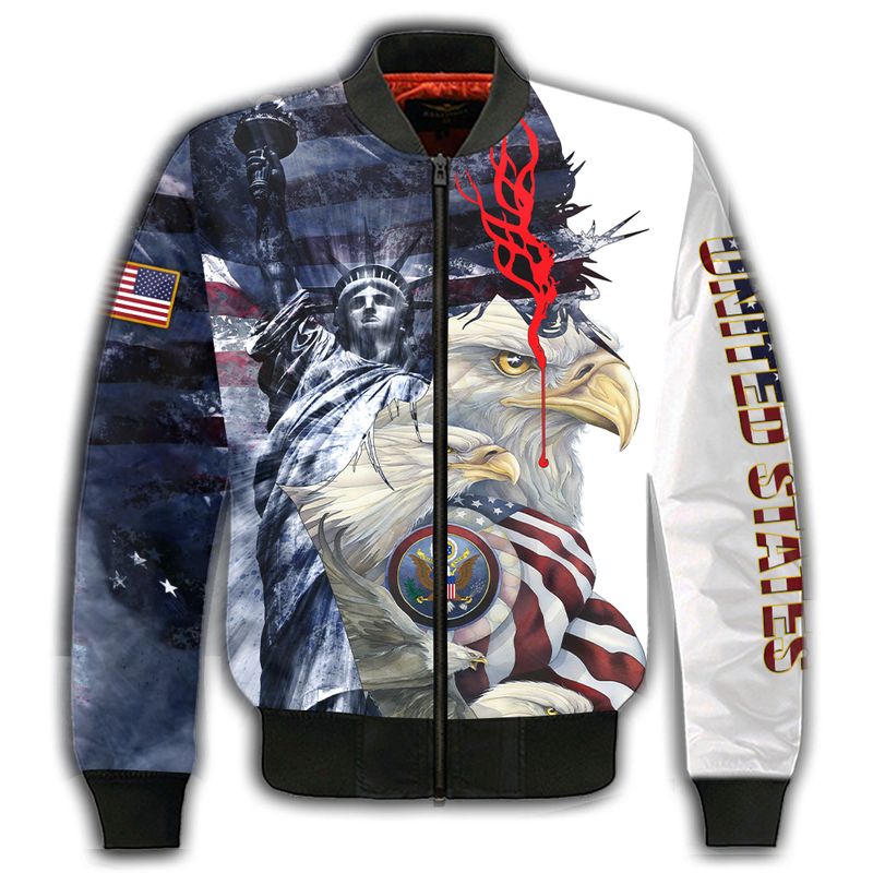 Veteran Bomber Jacket Us Statue Of Liberty Eagle And God Bomber Colorful Unisex Jacket Jacket