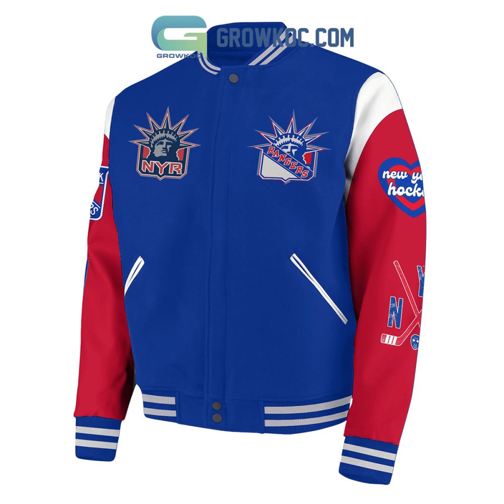 Ny Rangers Varsity Jacket - Bold Blue/Red Design For Ultimate Fan Spirit