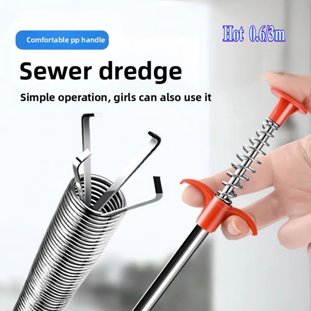 Heavy Duty Pipe Unblocker Four-Jaw Manual Drain Cleaner Telescopic Sewer Dredging Tool Clamping Pipe Opener