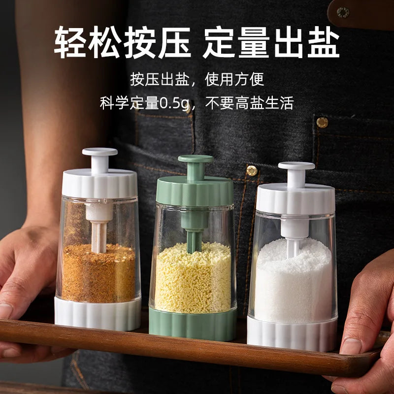 Kitchen pressure ration salt jar can be measured and controlled salt seasoning jar Spice jar Household sealed seasoning bottle