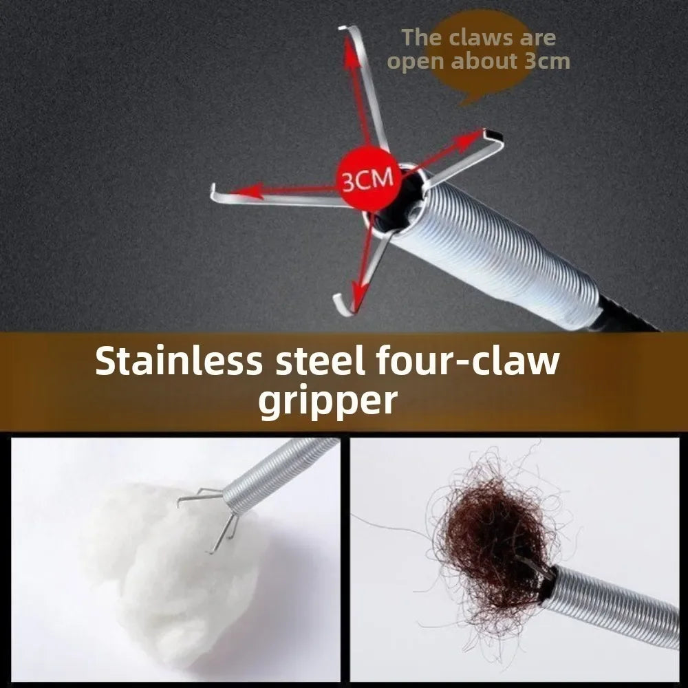 Heavy Duty Pipe Unblocker Four-Jaw Manual Drain Cleaner Telescopic Sewer Dredging Tool Clamping Pipe Opener