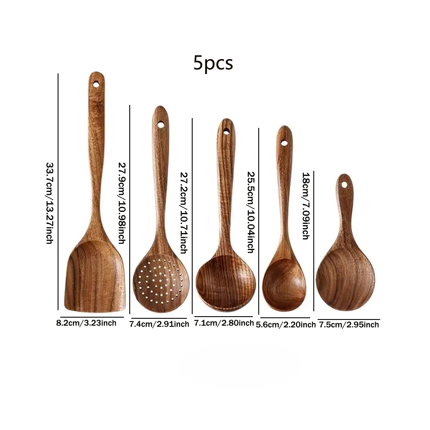5pcs Wooden Spoons for Cooking Kitchen Utensils Set Non Stick Spoon Cooking Spatula