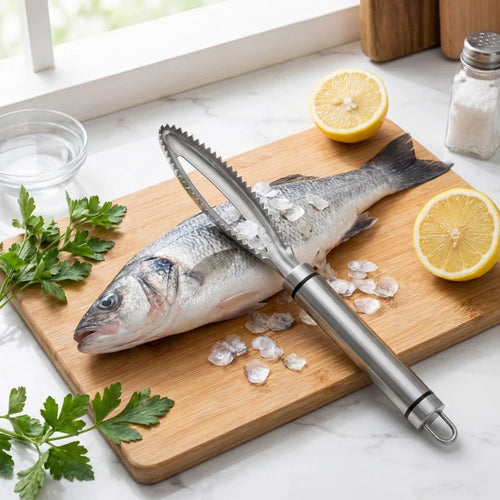 1 Pack Stainless Steel Fish Scaler - Prevents Scales from Flying for Easy Cleaning, Perfect for Home Cooks & Fishermen