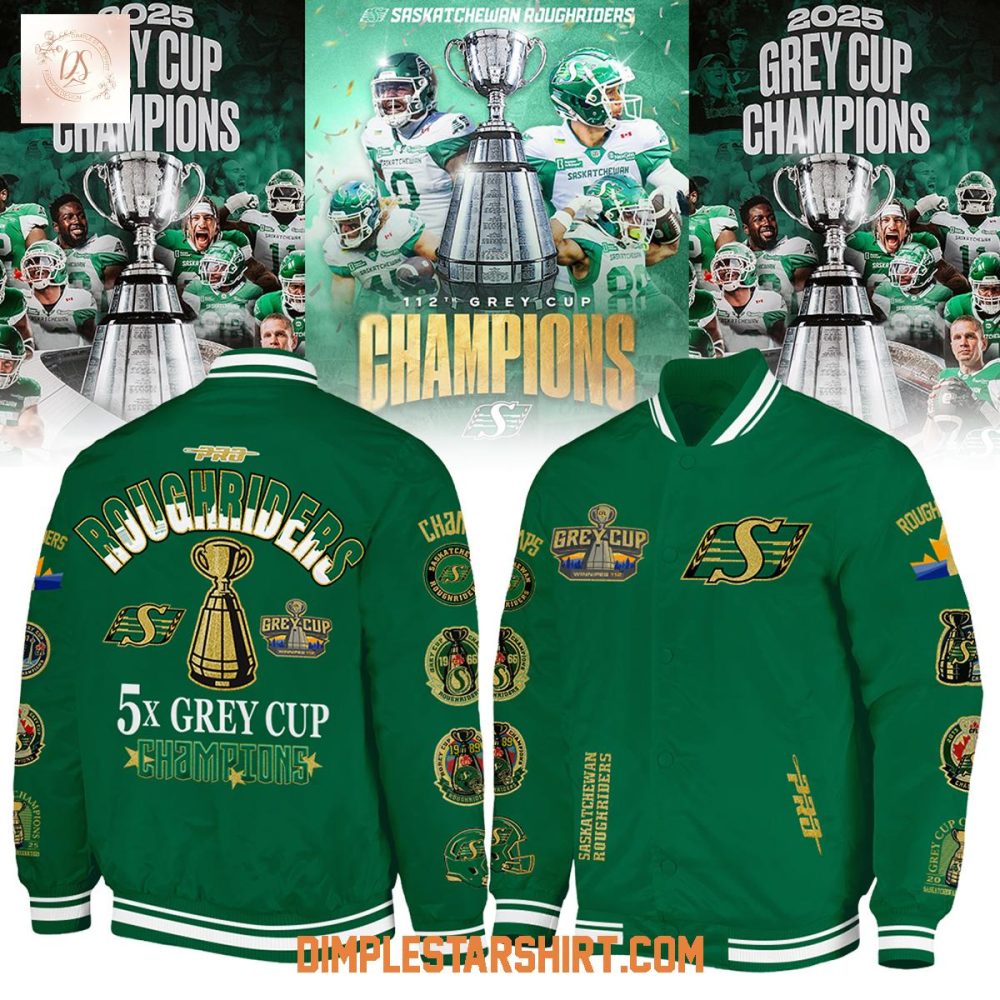 Saskatchewan Roughriders 5X Grey Cup Champions Baseball Jacket