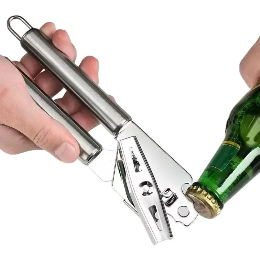 Multifunctional Bottle Opener Heavy-Duty Kitchen Gadget Jar Opener Tool Stainless Steel Manual Can Opener Rust-Resistant