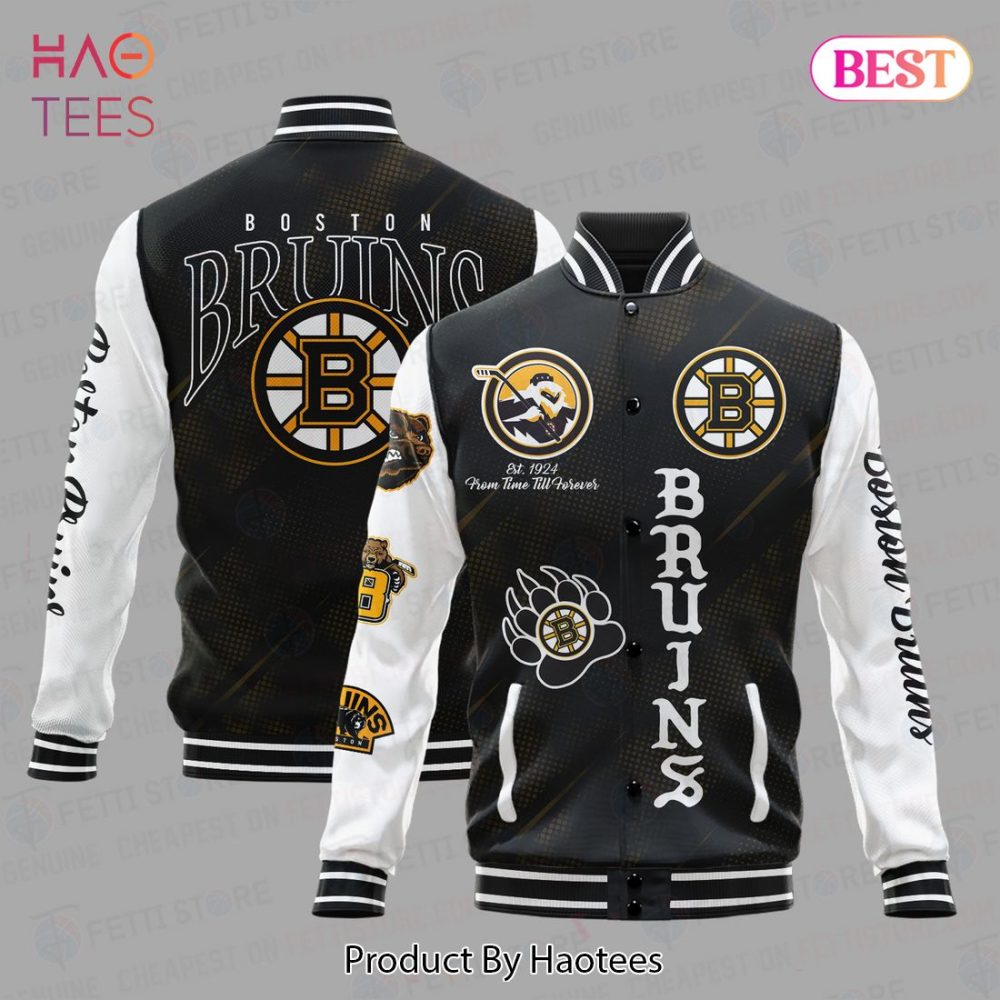 Boston Bruins Varsity Jacket - Stylish Black &amp; White Fan Gear By Haotees