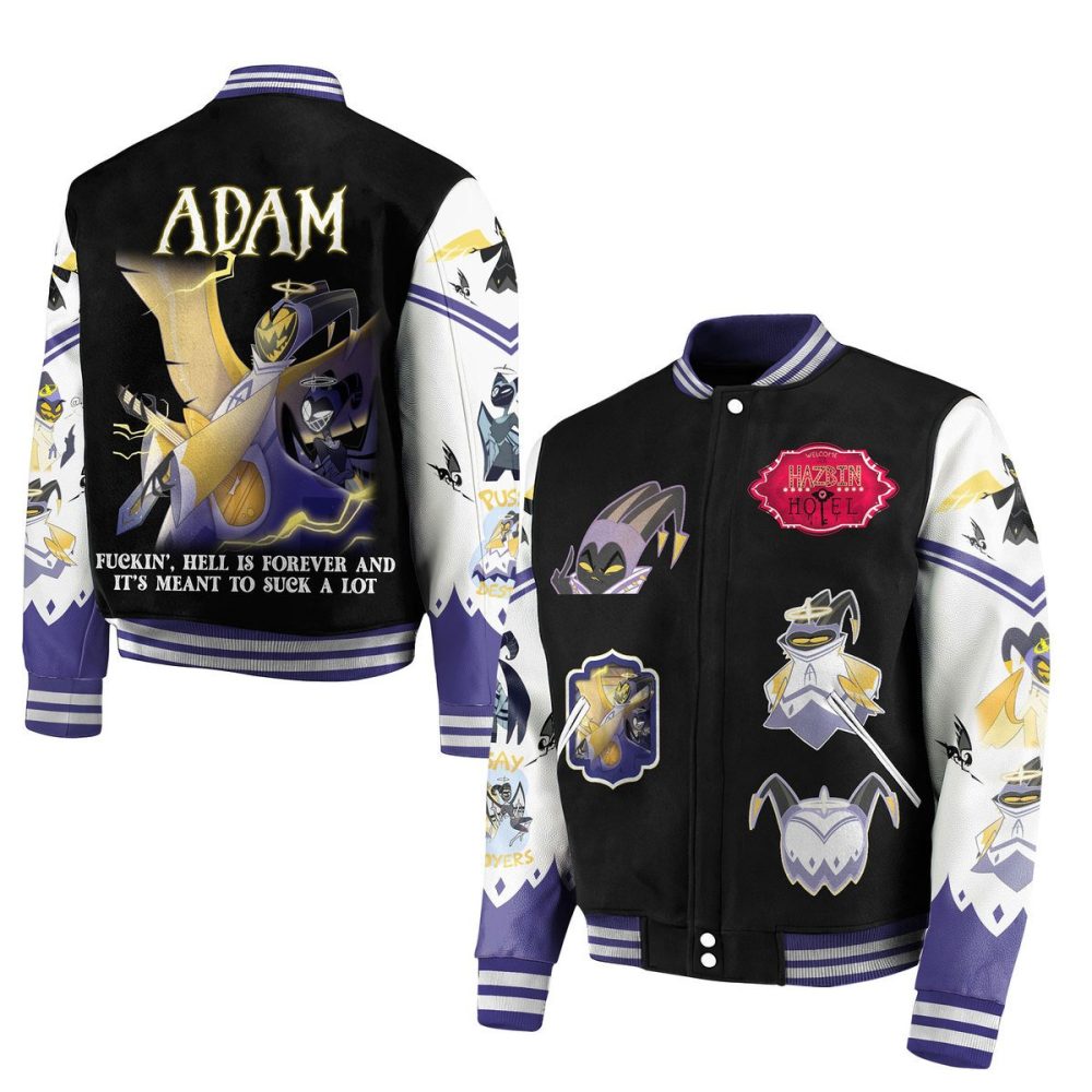 Stylish Hazbin Hotel Graphic Varsity Jacket - Unique Anime Design For Fans