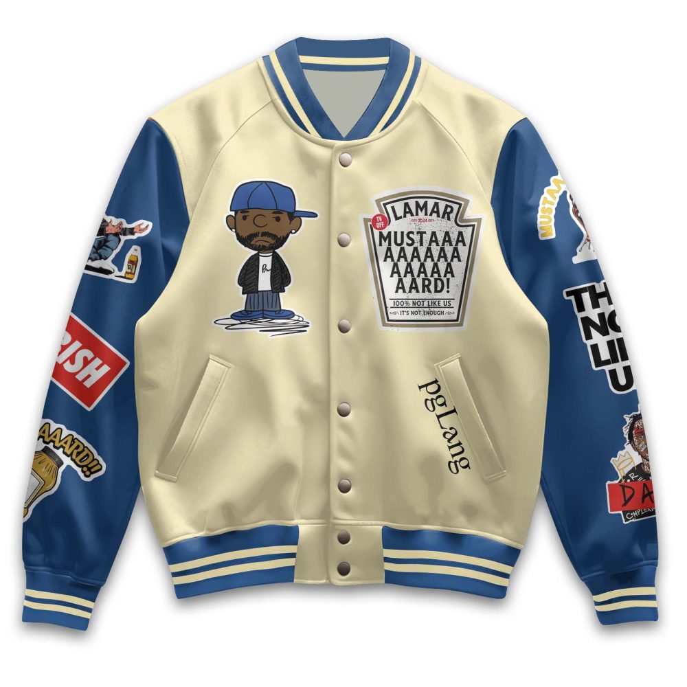 Stylish Mustard Varsity Jacket - Unique Graphic Design, Limited Edition Outerwear
