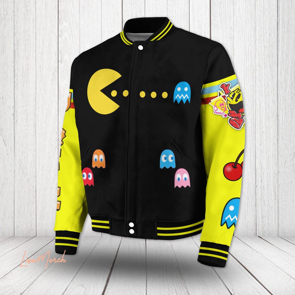 Retro Pac-Man Varsity Jacket - Iconic Arcade Game Design, Unisex, Limited Edition