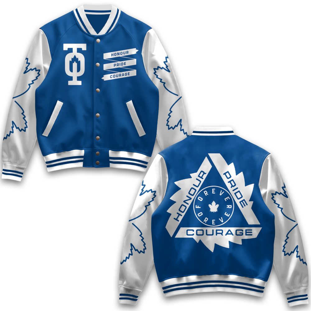 Toronto Maple Leafs Varsity Jacket - Blue &amp; White, Honour Pride Courage Design