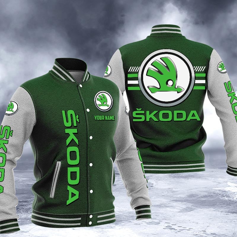 Skoda Dmhj1555 Logo Baseball Varsity Jacket