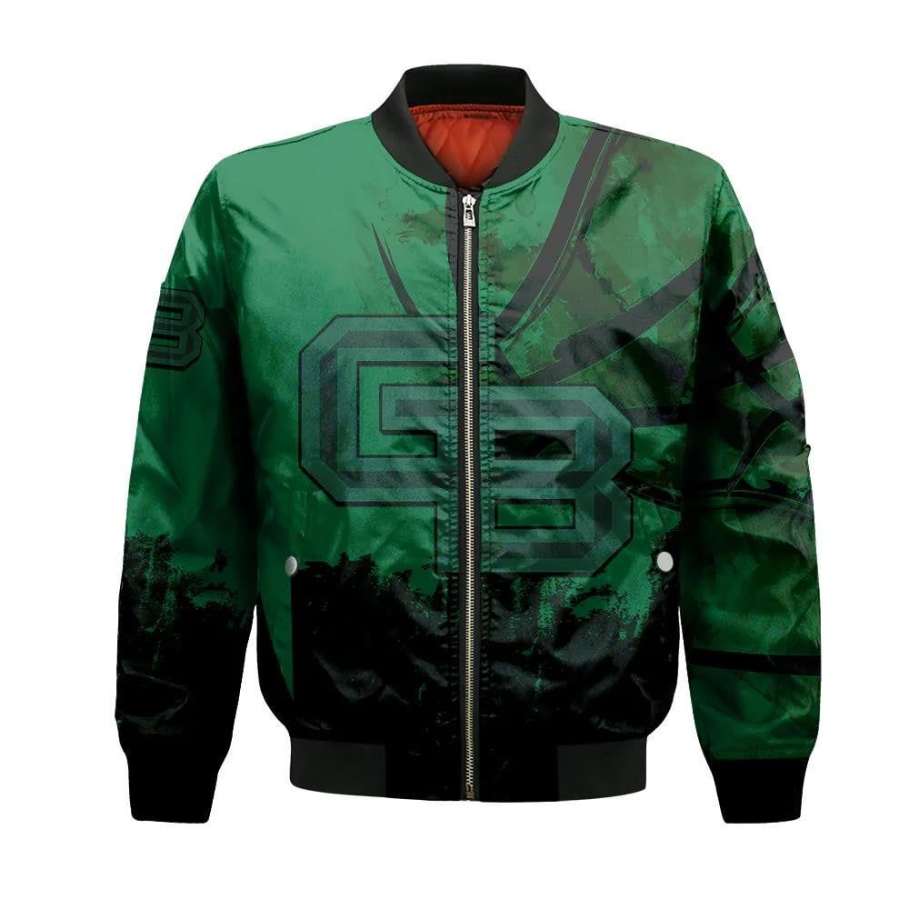 Wisconsin-Green Bay Phoenix Bomber Jacket 3D Printed Basketball Net Grunge Pattern