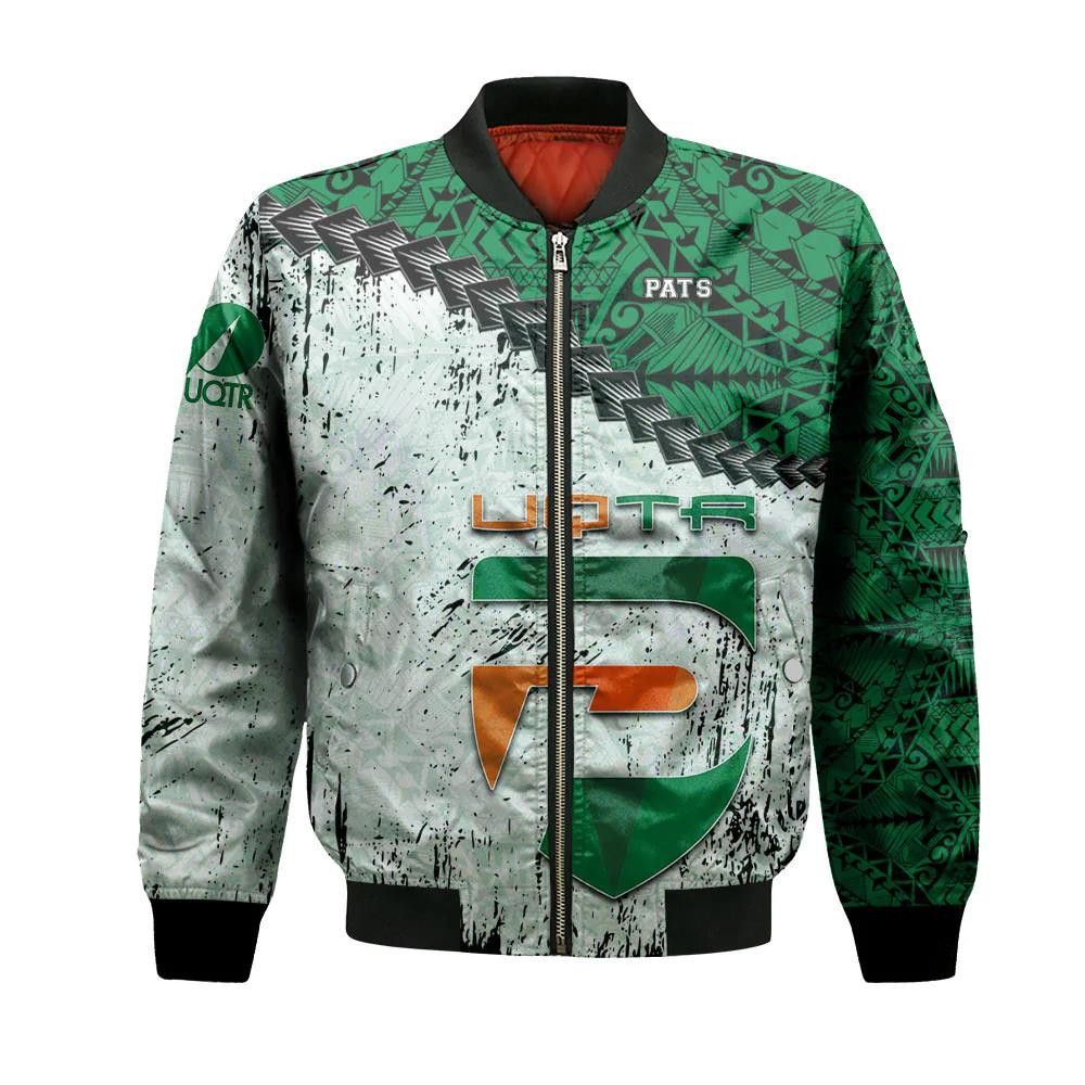 Uqtr Patriotes Bomber Jacket 3D Printed Grunge Polynesian Tattoo
