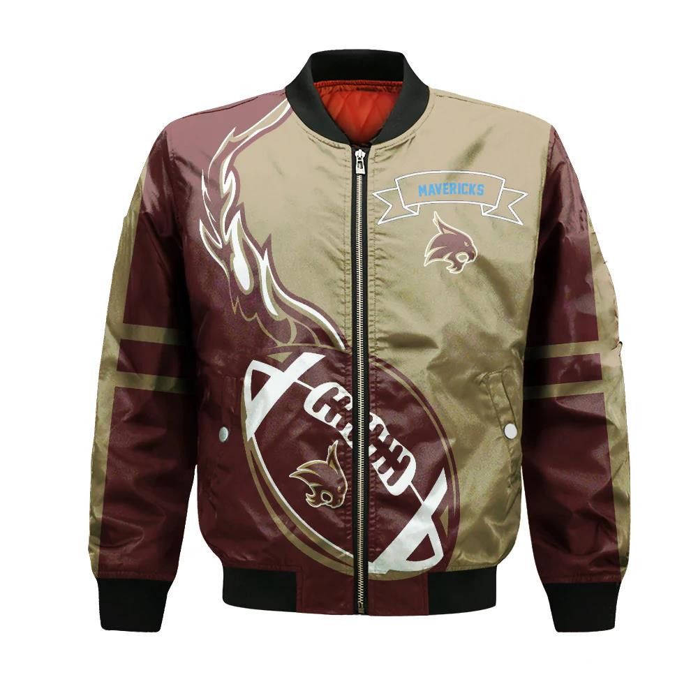 Texas-Arlington Mavericks Bomber Jacket 3D Printed Flame Ball Pattern