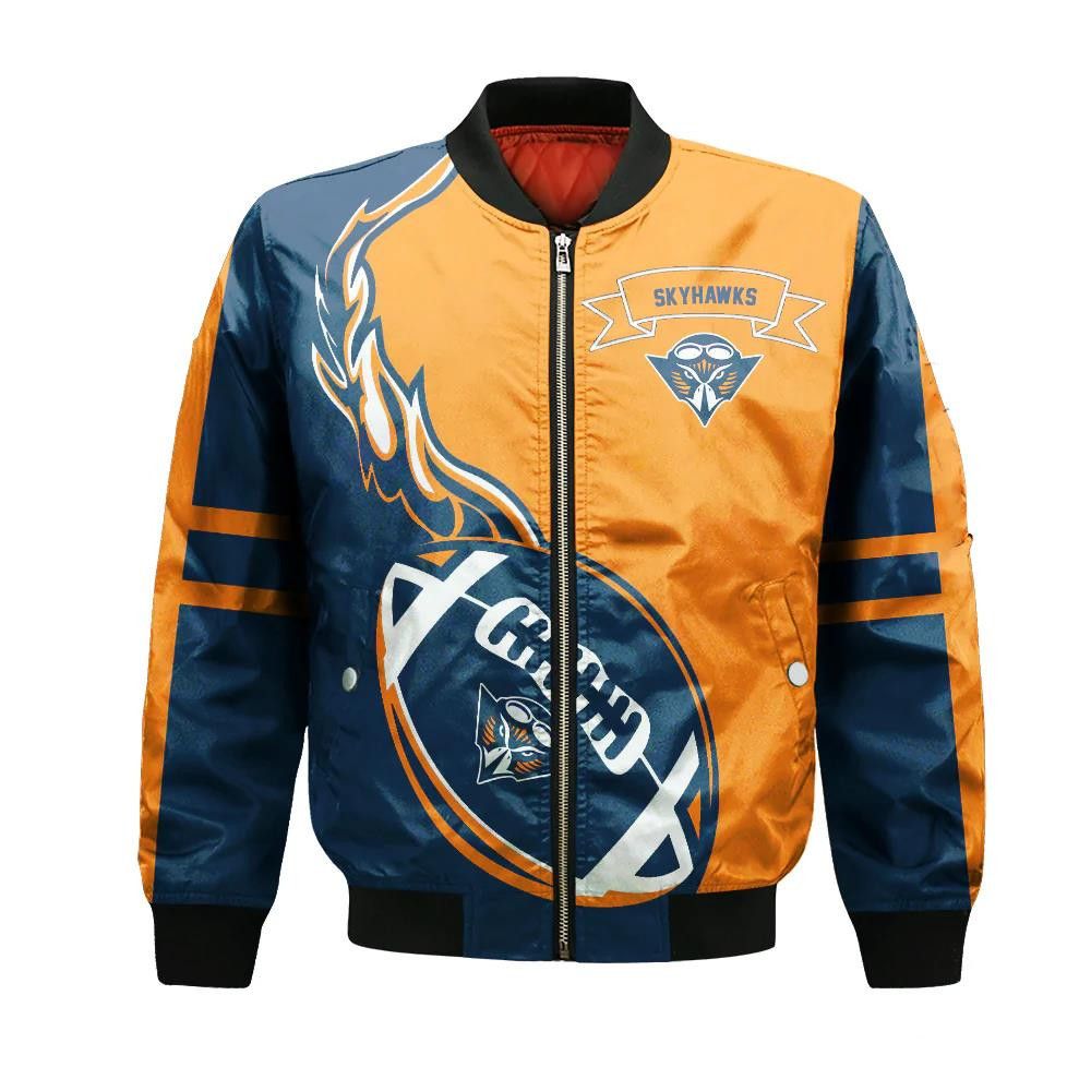 Ut Martin Skyhawks Bomber Jacket 3D Printed Flame Ball Pattern