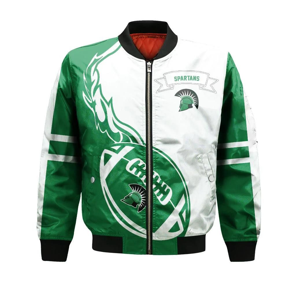 Usc Upstate Spartans Bomber Jacket 3D Printed Flame Ball Pattern