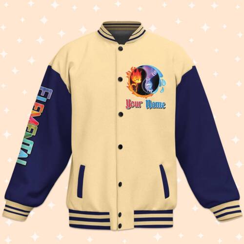 Personalize Disney Elenmental Ember And Wade Baseball Jacket