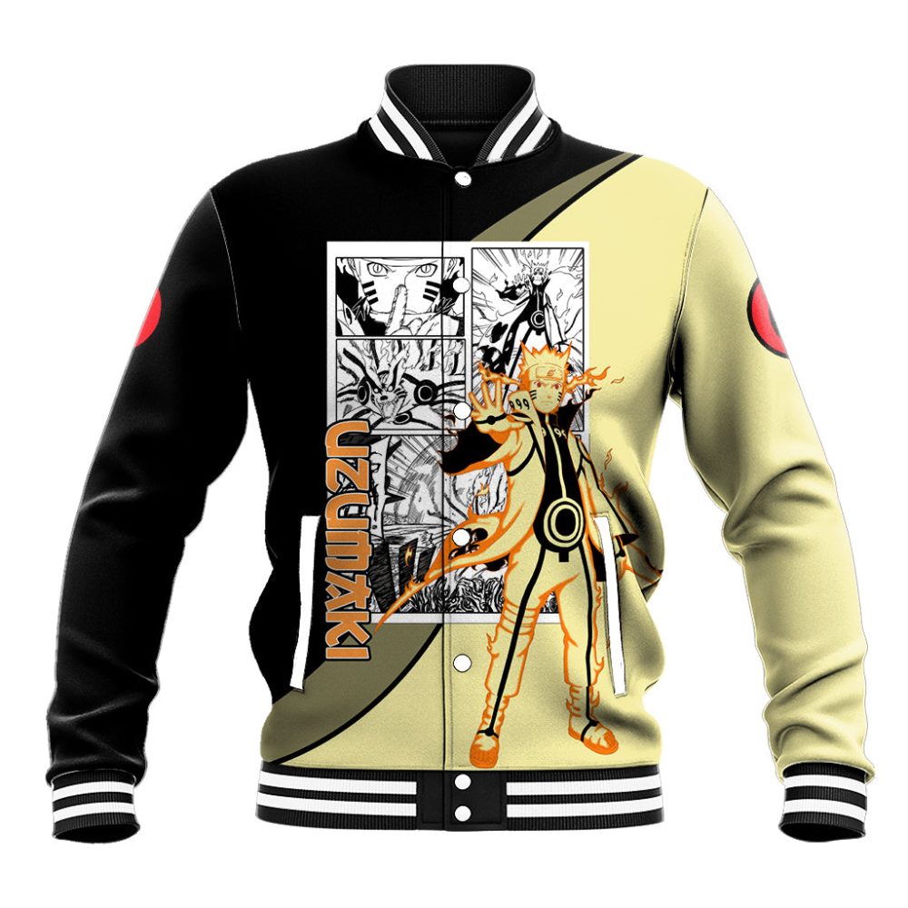 Nrt Uzumaki Bijuu - Naruto Baseball Jacket Anime Mix Manga Style Ts04