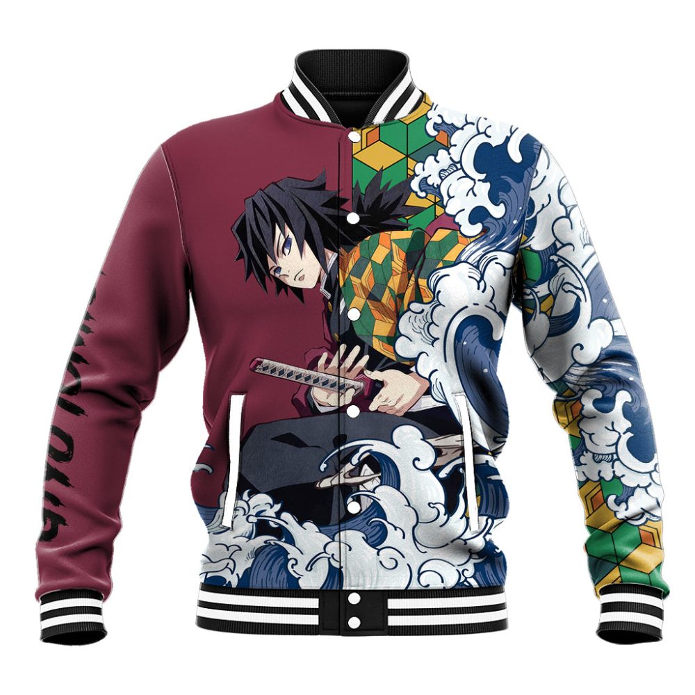 Giyu Tomioka - Demons Slayer Baseball Jacket Anime Mix Japan Pattern Style Ts04