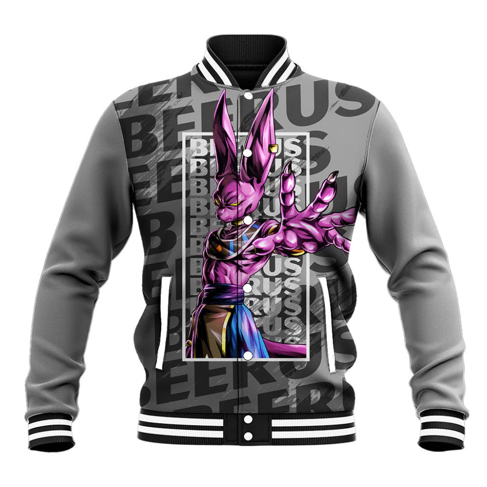 Beerus Dragon Ball Baseball Jacket Anime Mix Text Pattern Abstract Style Ts04