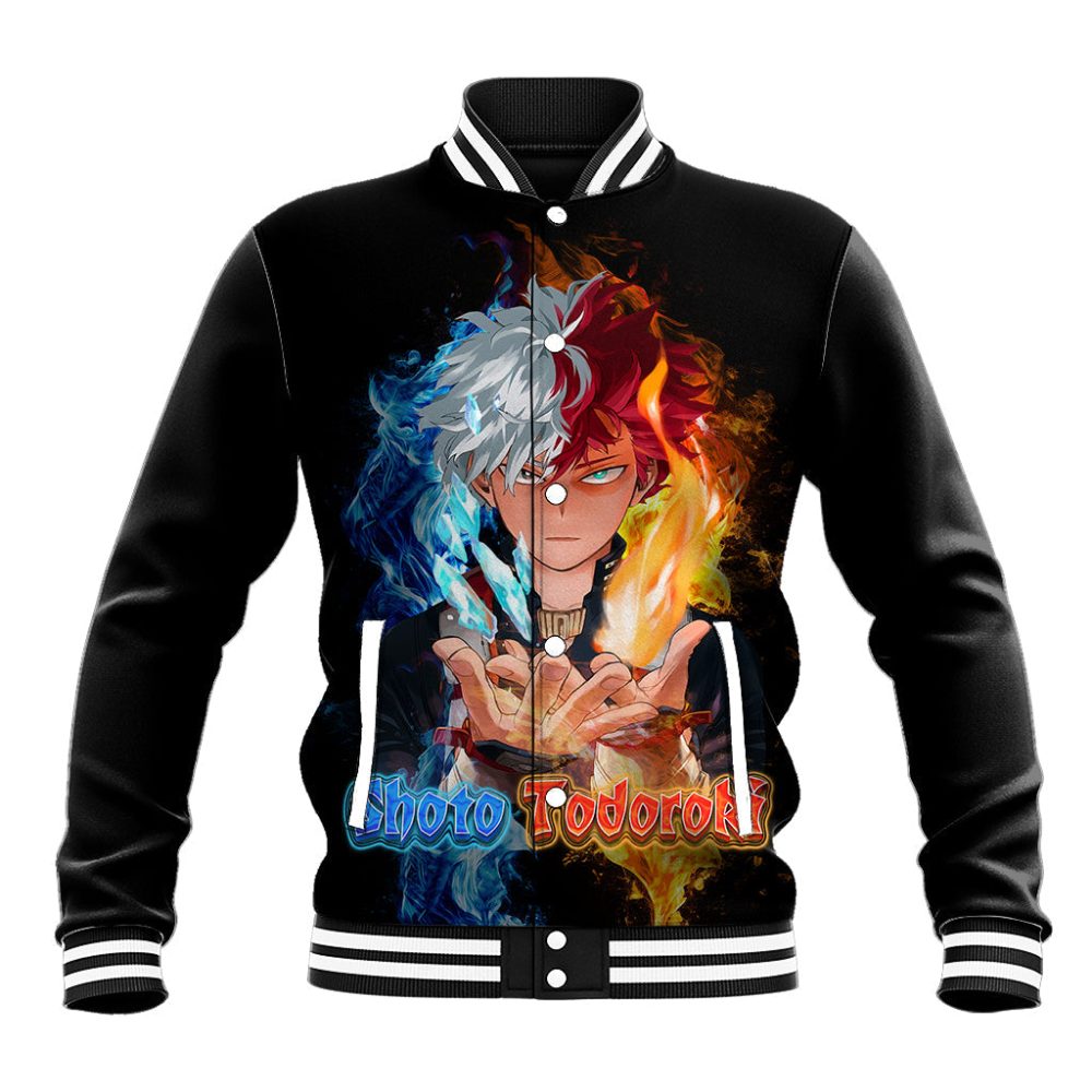 My Hero Academia Anime Shoto Todoroki Baseball Jacket Half-Half Artsy Style Ts07
